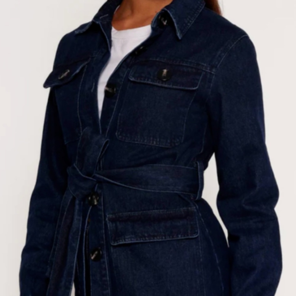 Petal and pup Dark Blue Denim Jacket with Patch Pockets with belt large